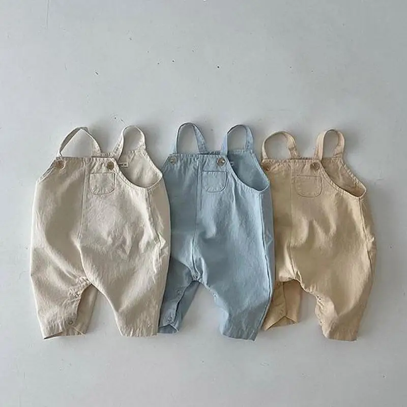 2023 Summer New Baby Sleeveless Cotton Rompers Cute Infant Strap Jumpsuit Kids Boys Girls Casual Overalls Newborn Clothes 0-24m