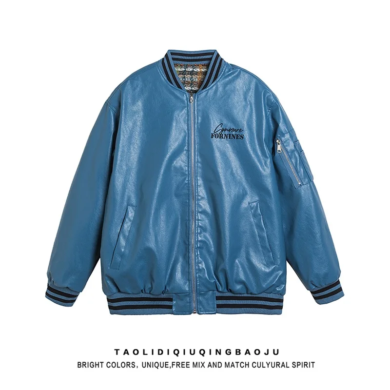 Женская куртка из искусственной кожи с вышивкой в американском винтажном стиле