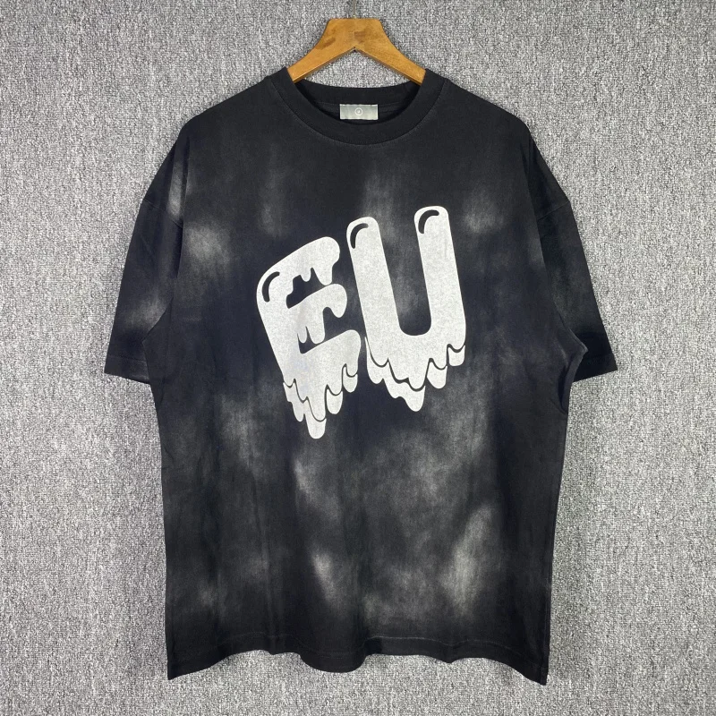 Футболка Мужская/женская из плотной промытой ткани модная тенниска с принтом в