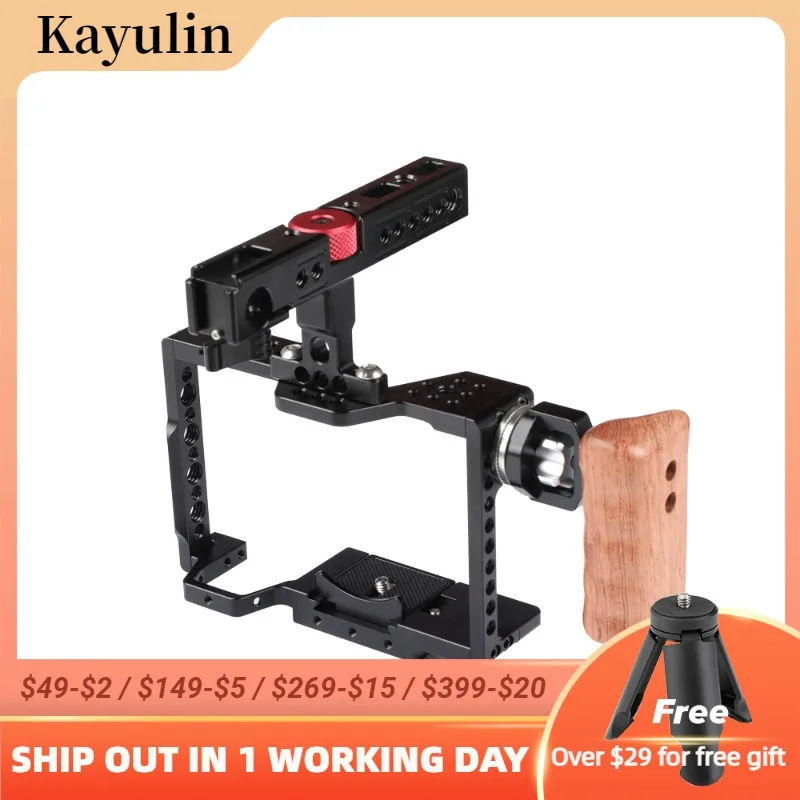 

Kayulin Full Camera Cage With Top Handle Cheese Handle And Arri Rosette For Sony a7 II a7R II a7S II a7 III a7R III a9 Series