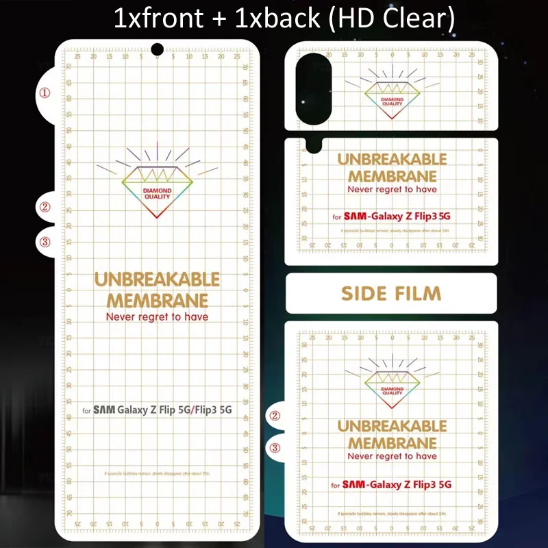 

3 in 1 Front Back Matte Hydrogel Film For Samsung Galaxy Z Flip 3 4 Flip3 5G Soft Frosted Screen Protector Anti No Fingerprint