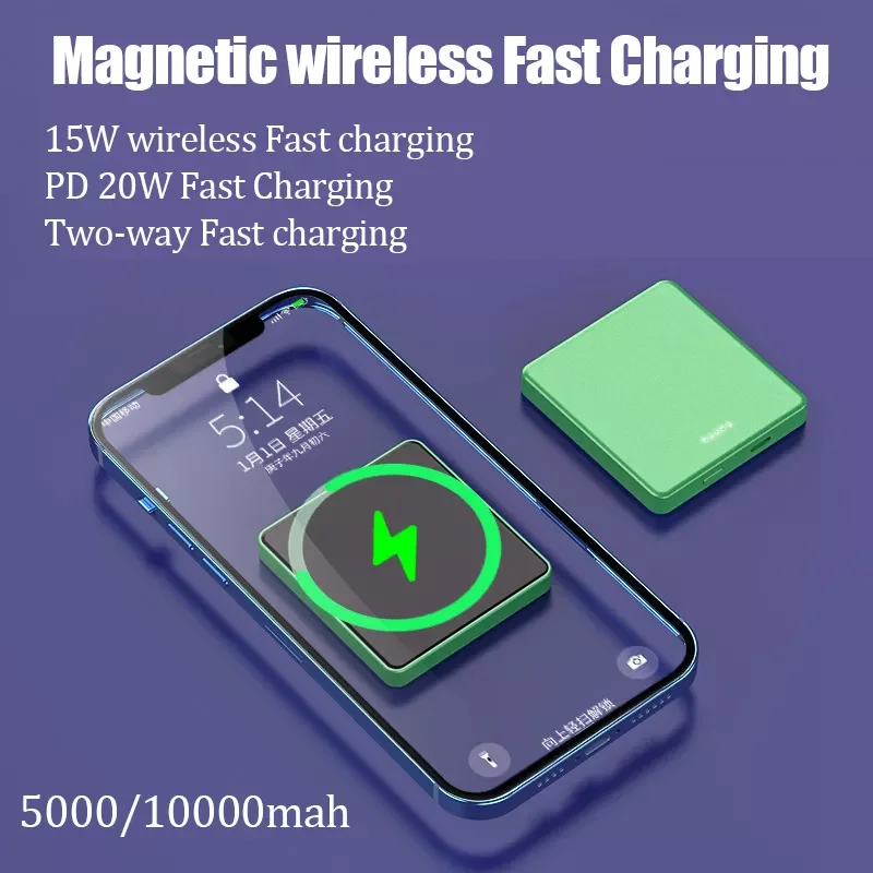 

2023NEW PINZHENG 10000mAh Wireless Power Bank For iPhone 5000mAh Power Bank Portable Charger External Battery Powerbank Digital