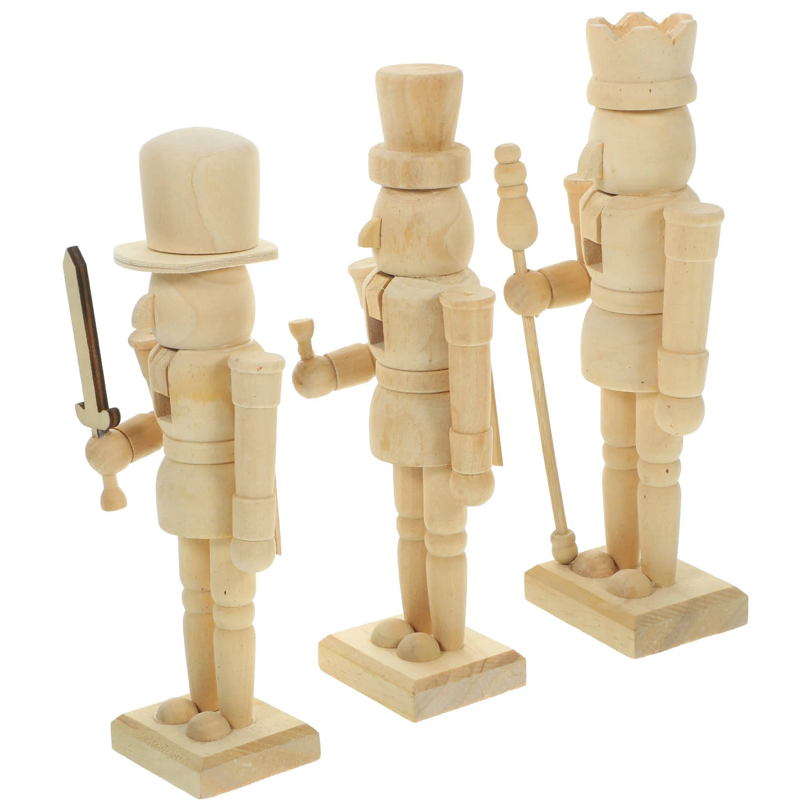 

3pcs Unpainted Wooden Nutcracker Soldier Blank Nutcracker Puppet Nutcracker Soldier Ornament