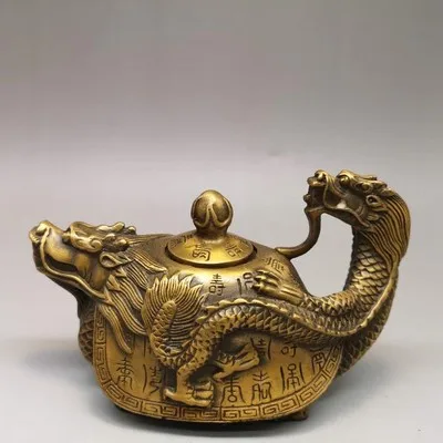 

Exquisite Antique Pure Copper Feng Shui Dragon Pot Ornament