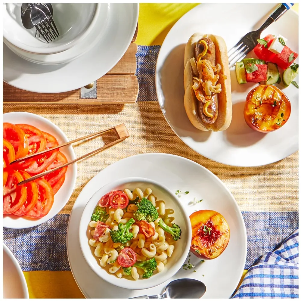 

66 шт., набор столовой посуды, зимняя морозно-белая посуда