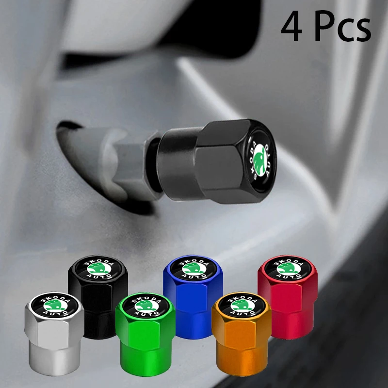 

4pcs New Metal Wheel Tire Valve Caps Car Hex Valve Caps for Skoda Octavia a7 a5 2 3 Fabia Kamiq Kapoq Kodiaq Rapid SCALA Superb