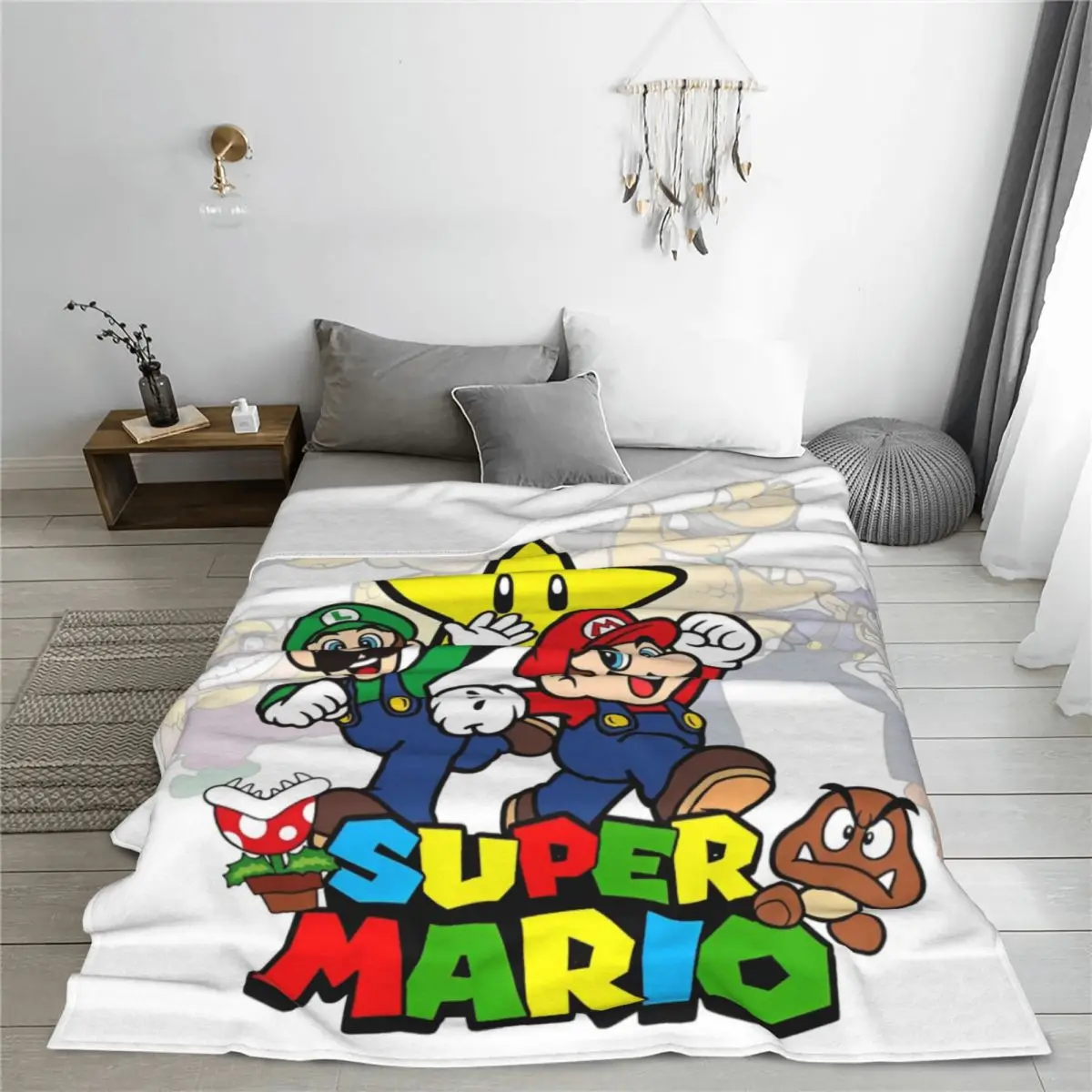 Трикотажные одеяла в стиле Super Mario Bros с мультяшными героями флисовые аниме супер