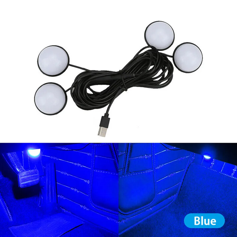 NEW LED 4 In 1 USB Car Interio Foot Lamp Ambient Lights 3 Colors Auto Home Party Atmosphere Decorative Star Bulb