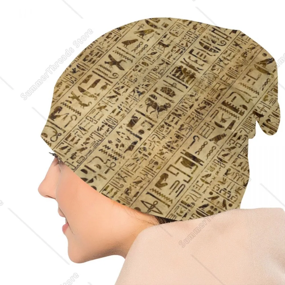 Египетские иероглифы на папирусе шляпа вязаные шапки для мужчин и женщин крутые