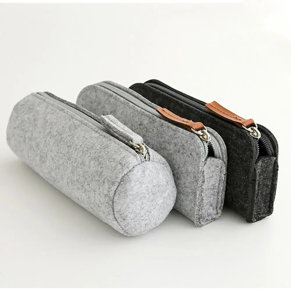 

Simple Felt Zipper Cosmetic Pouch Pencil Bag Pen Case School Supplies Stationery Kids Pen Bags