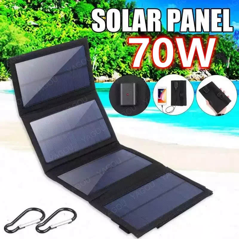 

NEW2023 70W Outdoor Foldable Solar Panels Cell 5V USB Portable Solar Smartphone Battery Charger for Tourism Camping Hiking 20W 3