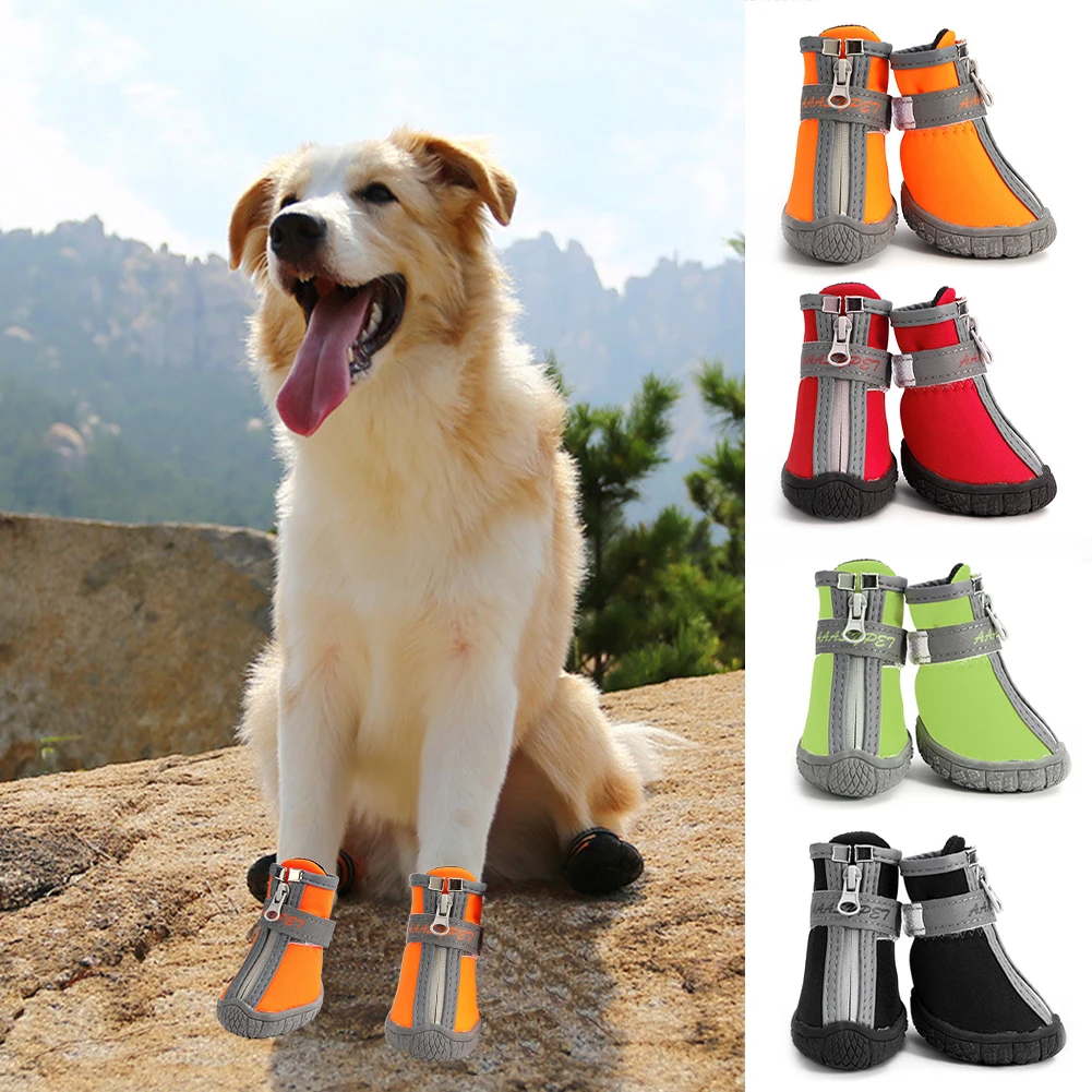 

4 шт./компл. обувь для домашних животных, кошек, собак, Нескользящие непромокаемые зимние сапоги, водонепроницаемая обувь, теплая обувь для м...