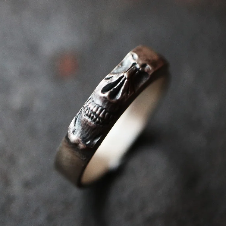 

2022 New Retro Punk Skull Rings Resizable for Men's Fashion Trend Street Motorcycle Rider Accessories Jewelry Gift