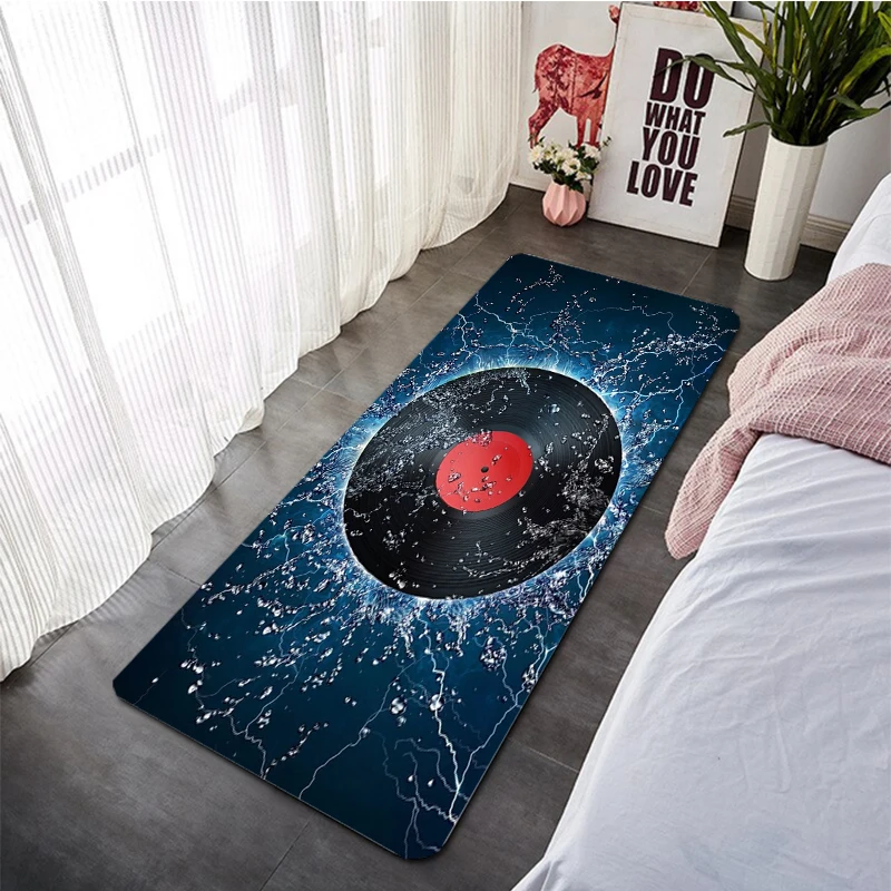 

DJ Music Rock Records Printed Long Corridor Carpet Kitchen Non slip Mat Entrance Door Mat Welcome Room Floor Prayer Carpet
