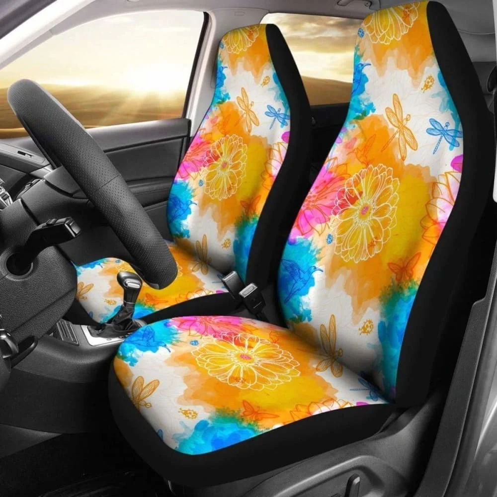 

Colorful Dragonfly Car Seat Covers Pack of 2 Universal Front Seat Protective Cover