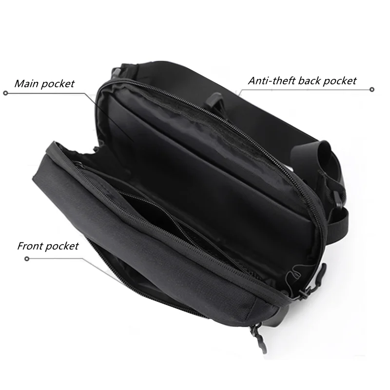 Solid Color Waterproof Casual Chest Bag Men Multifunction Anti-theft  Men Crossbody Bag Multi-Tier Storage Travel Shoulder Bags
