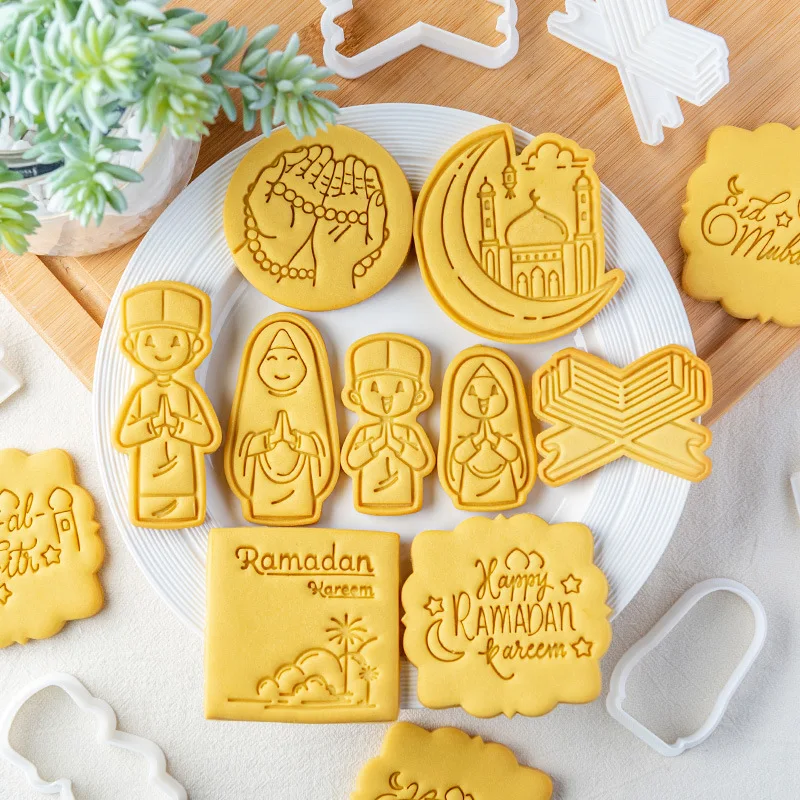 

Muslim Eid Cookie Cutter Plastic 3D Al-Fitr Ramadan Dessert Pastry Fondant Decorative Pattern Biscuit Mold Home Diy Baking Tools