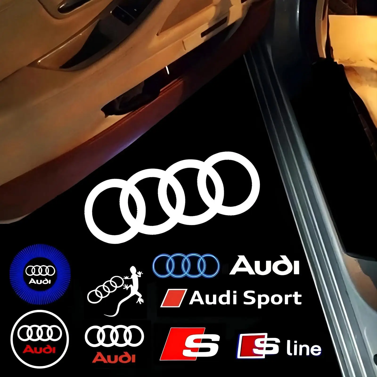 Светодиодный проектор двери автомобиля с логотипом для Audi SLine A4 B5 B6 B7 B8 B9 A1 A3 8V 8P 8L A6