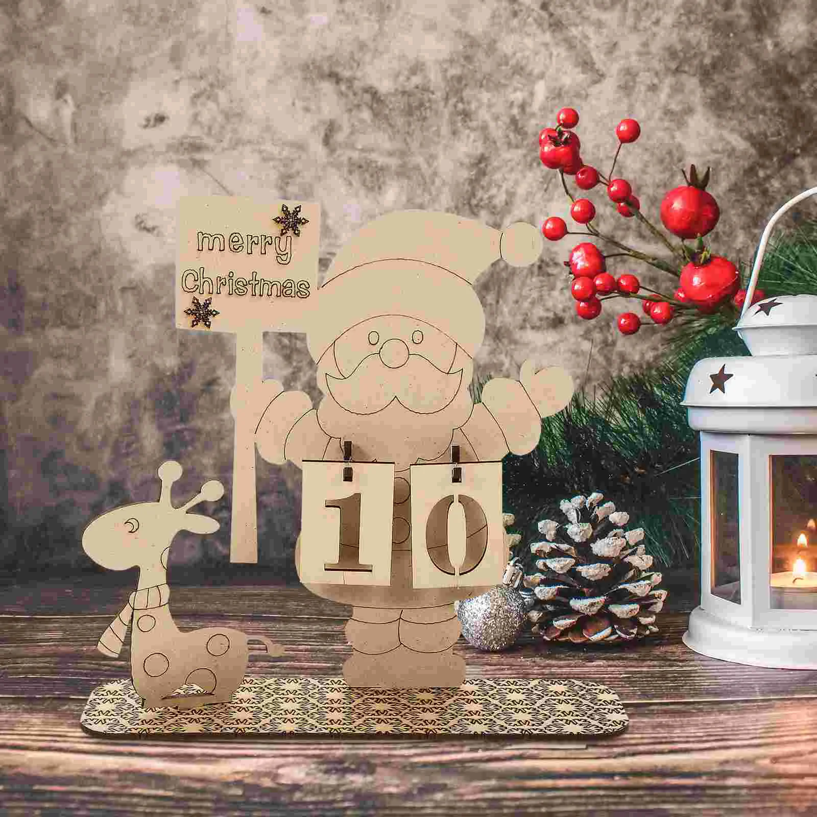 

Рождественское украшение, деревянный календарь «сделай сам», праздничные принадлежности, Рождественский подарок на стол, настольный стол для деревянного стола, обратный отсчет
