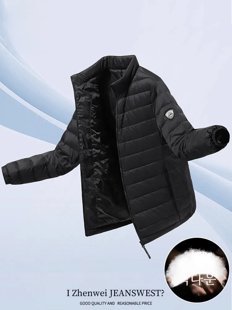 Zhenvis Down jacket Men's Lightweight Short 2024 Autumn and Winter New Outdoor Stand Collar Casual Winter coat Clothing