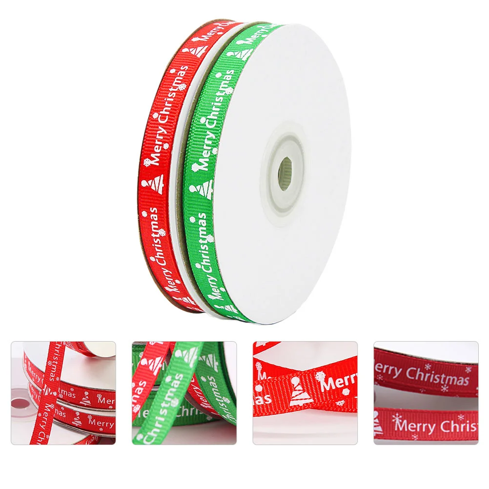 

2Pcs Christmas Tree Ribbon Garland Holiday Grosgrain Ribbon Christmas Gift Wrap Ribbon Fabric Ribbons