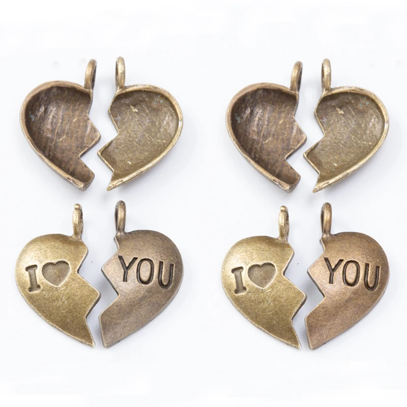 40 шт. 25*24 мм модный женский бутик античная бронза комбинация кулон Я люблю тебя