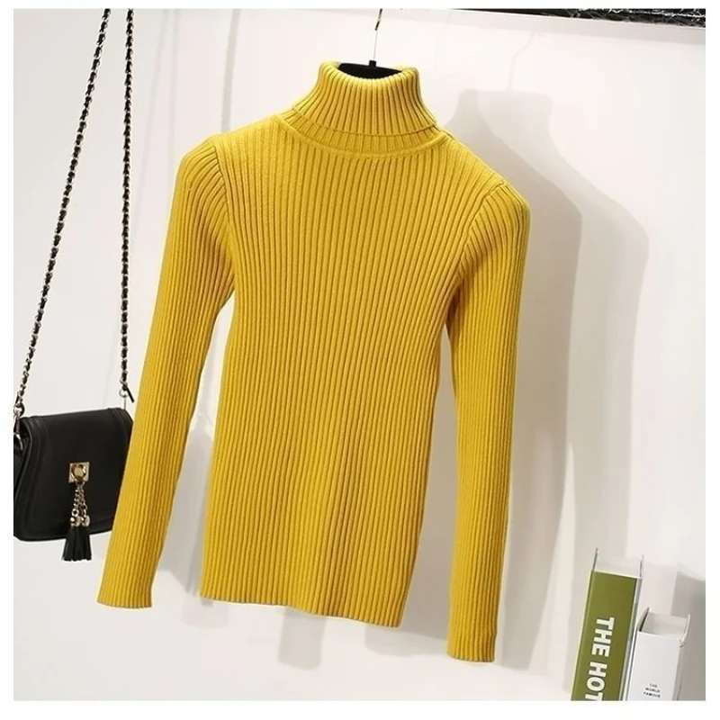 

Women Turtleneck Sweater Autumn Female Solid Color Thicken Sweaters Jumper Ladies Casual Long-sleeved Bottoming Pullover G409