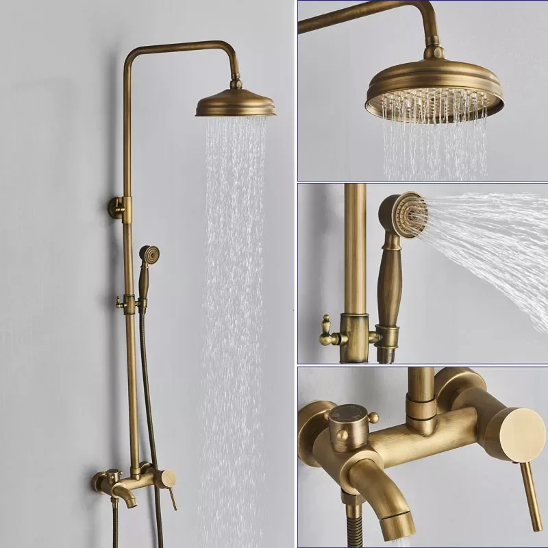 

Black Bronze Bathroom Shower Faucet Mixer Wall Mount Hot Cold Swivel Rotation Antique Brass Bath Shower For Bathroom