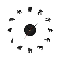 self adhesive wall clocks large wall clock african animals 3d large size clock modern style safari wildlife as birthday gift