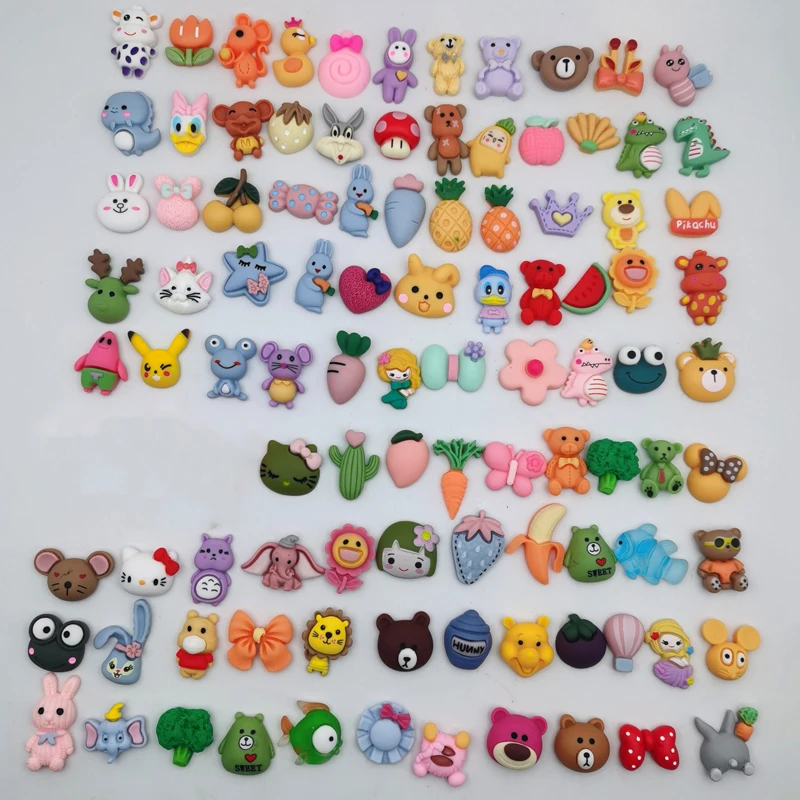 

40-200Pcs Color Resin Animal Flower Fruit Strawberry Heart Figure Hair Accessories DIY Earring Toy Model Collect Gift for Kid
