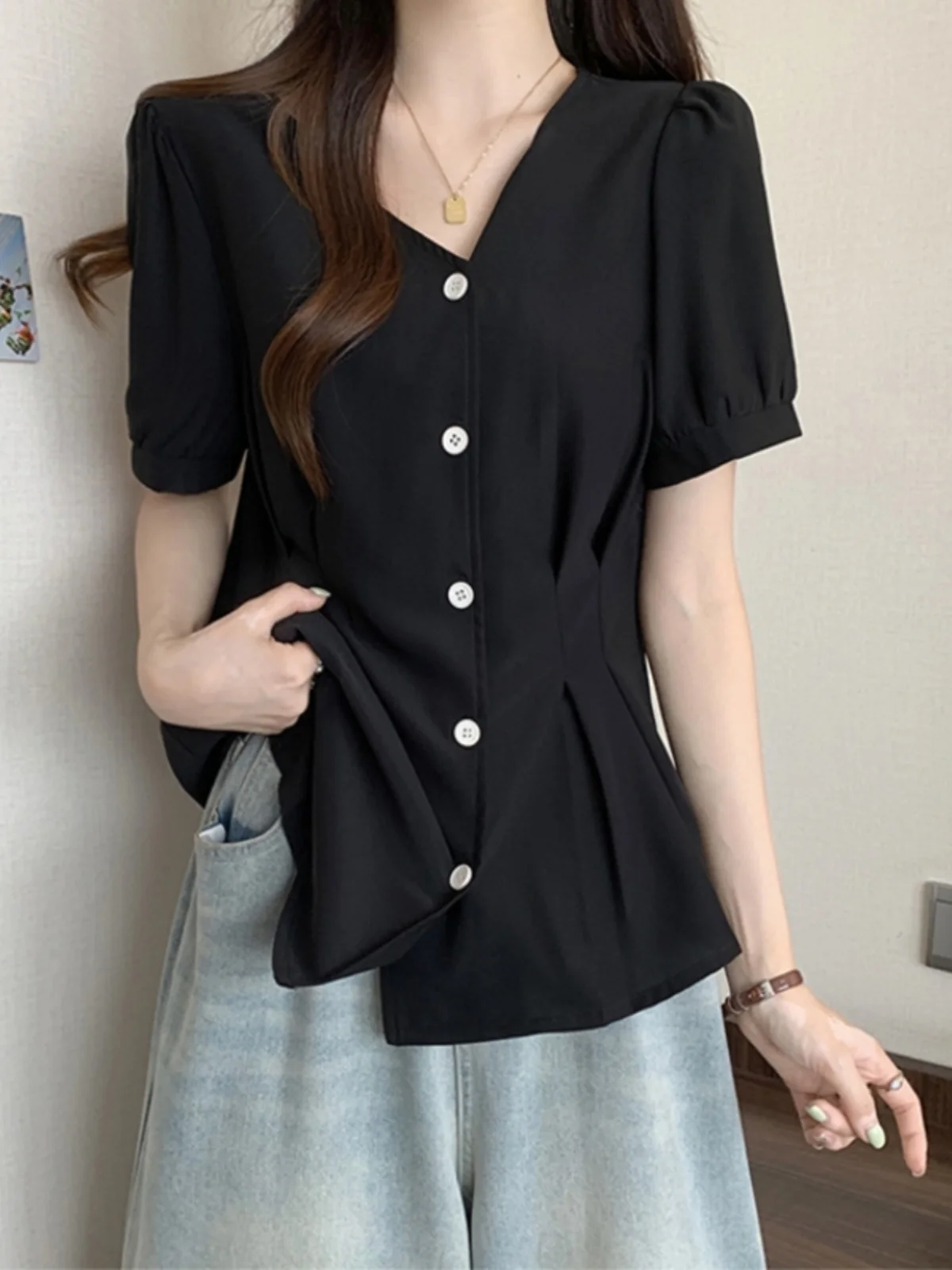 Advanced Design Sense Базовые рубашки с короткими рукавами и v-образным вырезом женские