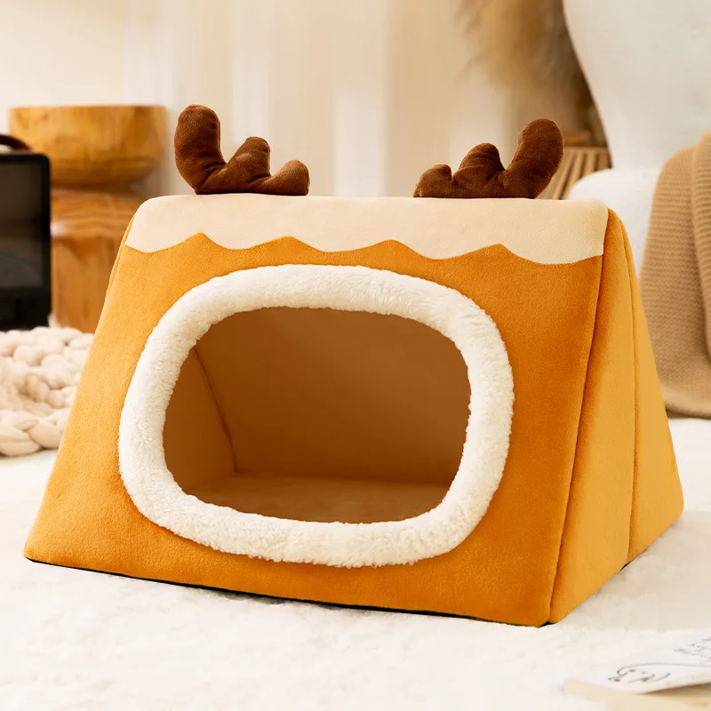 

Foldable Cat House Sleep Bed Warm Cave Dog Kennel Removable Cushion Cave Soft Washable Huts Sofa for Cats Kittens Puppy Nest