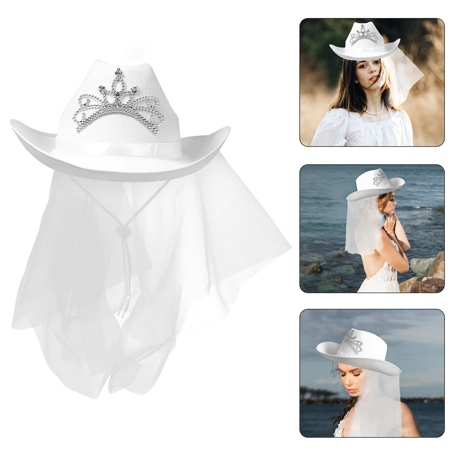 

Wedding Veils Cowboy Hat Hats Bride Cowgirl Bridal Makeup Costume Props Bachelorette