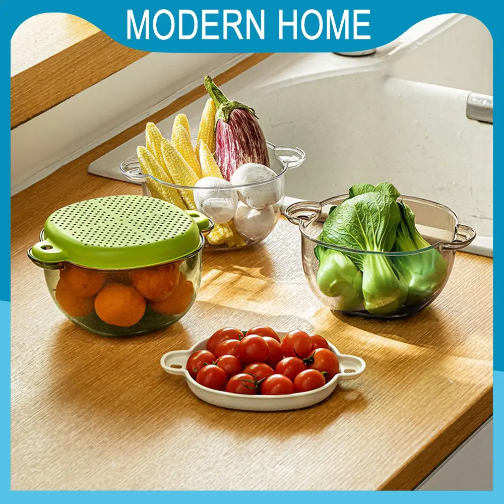 

High Apearance Dish Washing Basin Good Storage Double-layer Design Filter Basket Pet Pp Materail Drain Basket Basket Covered