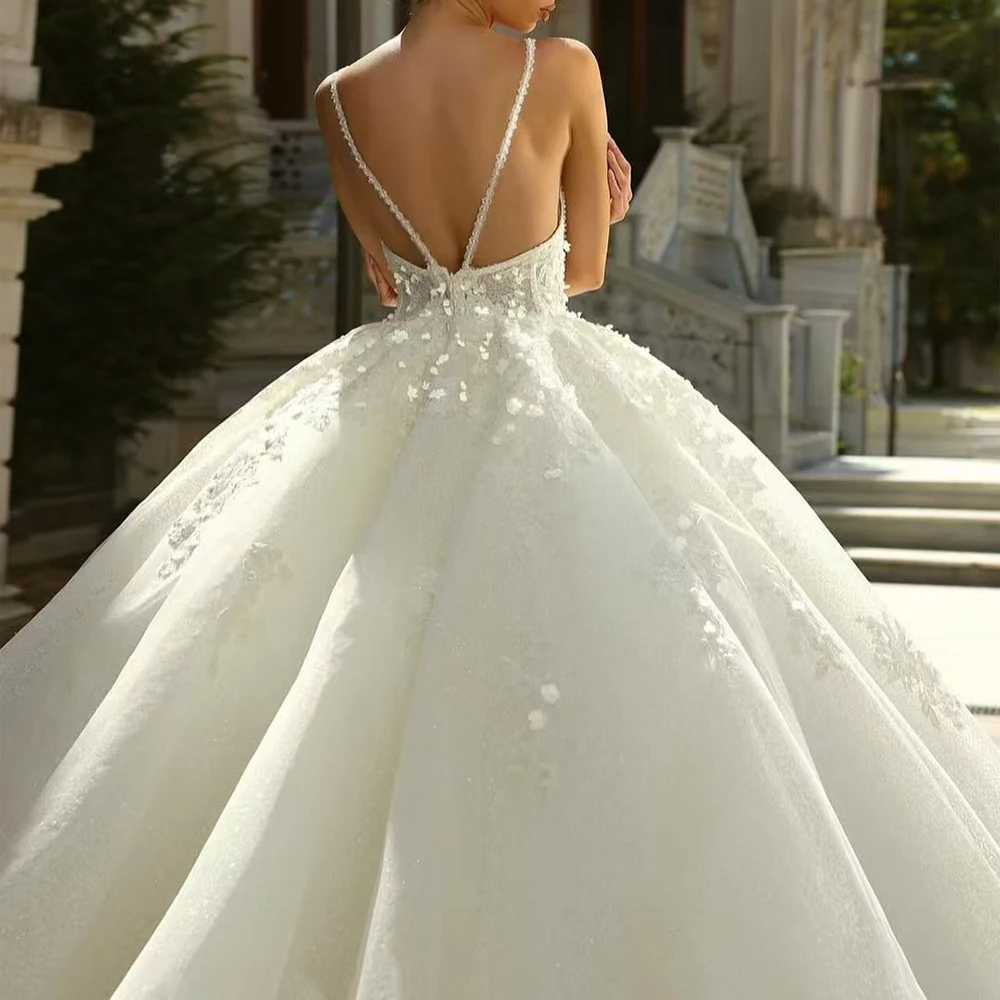 Fuffly Аппликации Свадебные платья из органзы Элегантное свадебное платье без