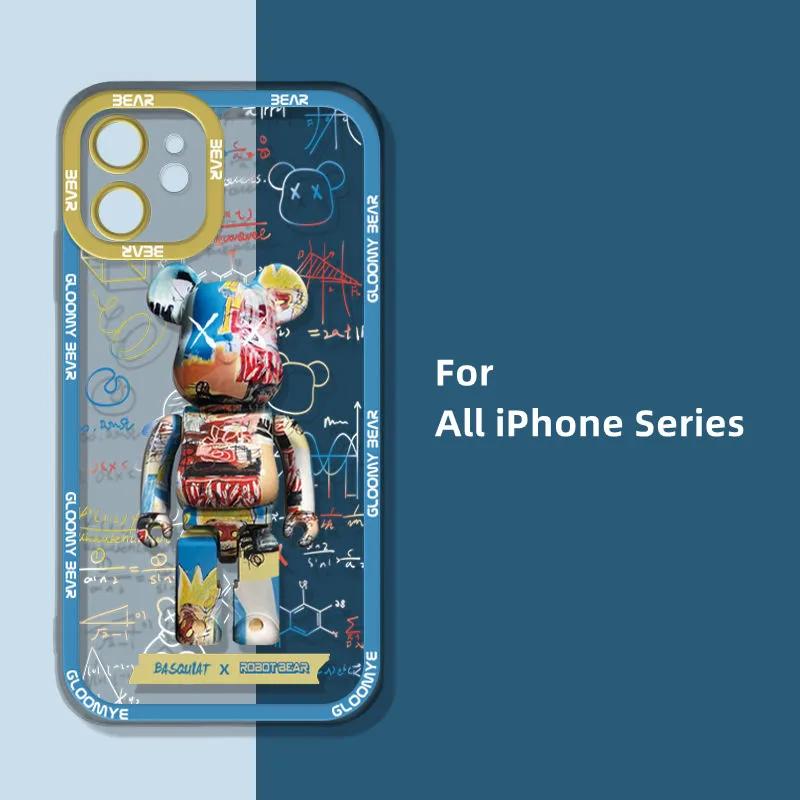 

Cute Doodle Bear Phone Case for iPhone 13 12 11 Pro Max XS Max XR X 8 7 Plus Fallproof Soft Back Cover
