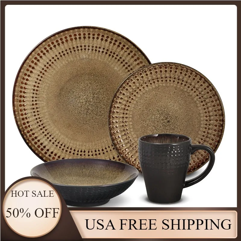 

New Pfaltzgraff Cambria 16-Piece Stoneware Dinnerware Set, Dishwasher and Microwave Safe