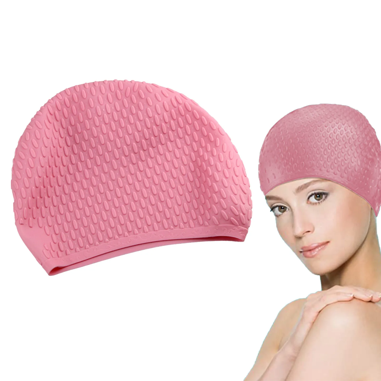 

24x19cm Swimming Cap Silicone Women Men Waterproof Plus Size Colorful Adult Long Hair Sports High Elastic Adults Swim Pool Hat