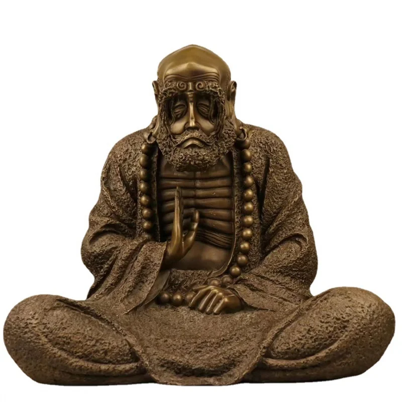 Статуя Будды из латуни медная статуя Damo кофейного цвета украшение для дома