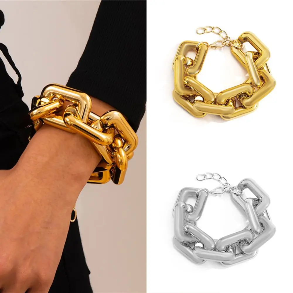 

Fashiom Geometry Trendy Jewelry Hollow Out Large Chunky Chain Girl Bracelets Big Thick Link Hand Chains Bracelet