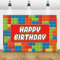 children birthday party colorful blocks photo background portrait customize photography poster room decor family backdrop banner