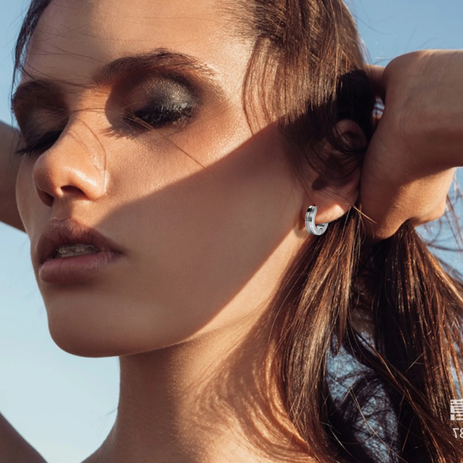 TGNEL Серьги-кольца из чистого титана без никеля полуматовые и полуполированные