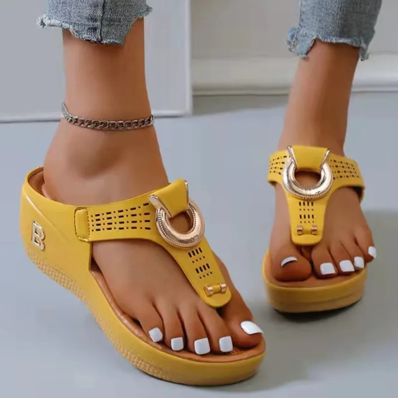 New Women Summer Sandals Open Toe Beach Shoes Flip Flops Wedges Comfortable Slippers Platform Sandals Zapatillas Casa Mujer