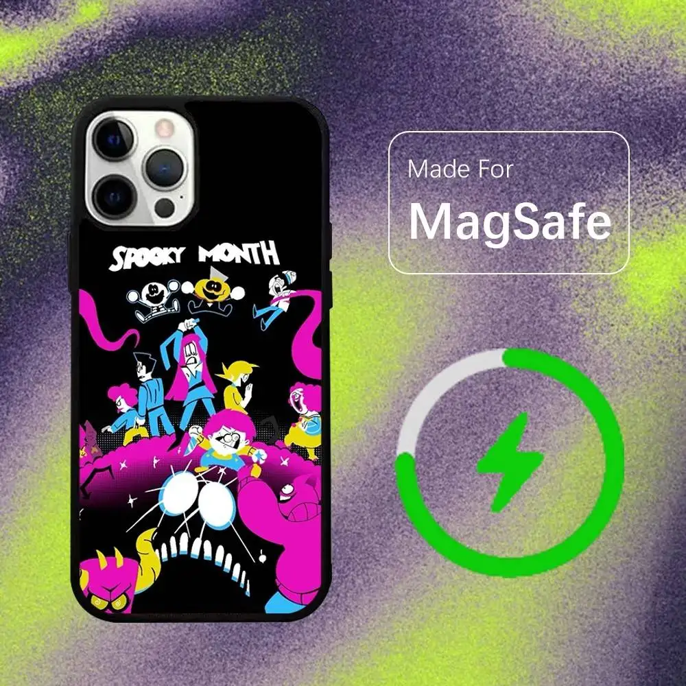 Фото Чехол S-Spooky M-Month для беспроводного зарядного устройства MagSafe для iPhone 15, 16, 17, 13, 14, 11, 12, Pro, Max, Plus, E, Air, Mini, защитный. №2