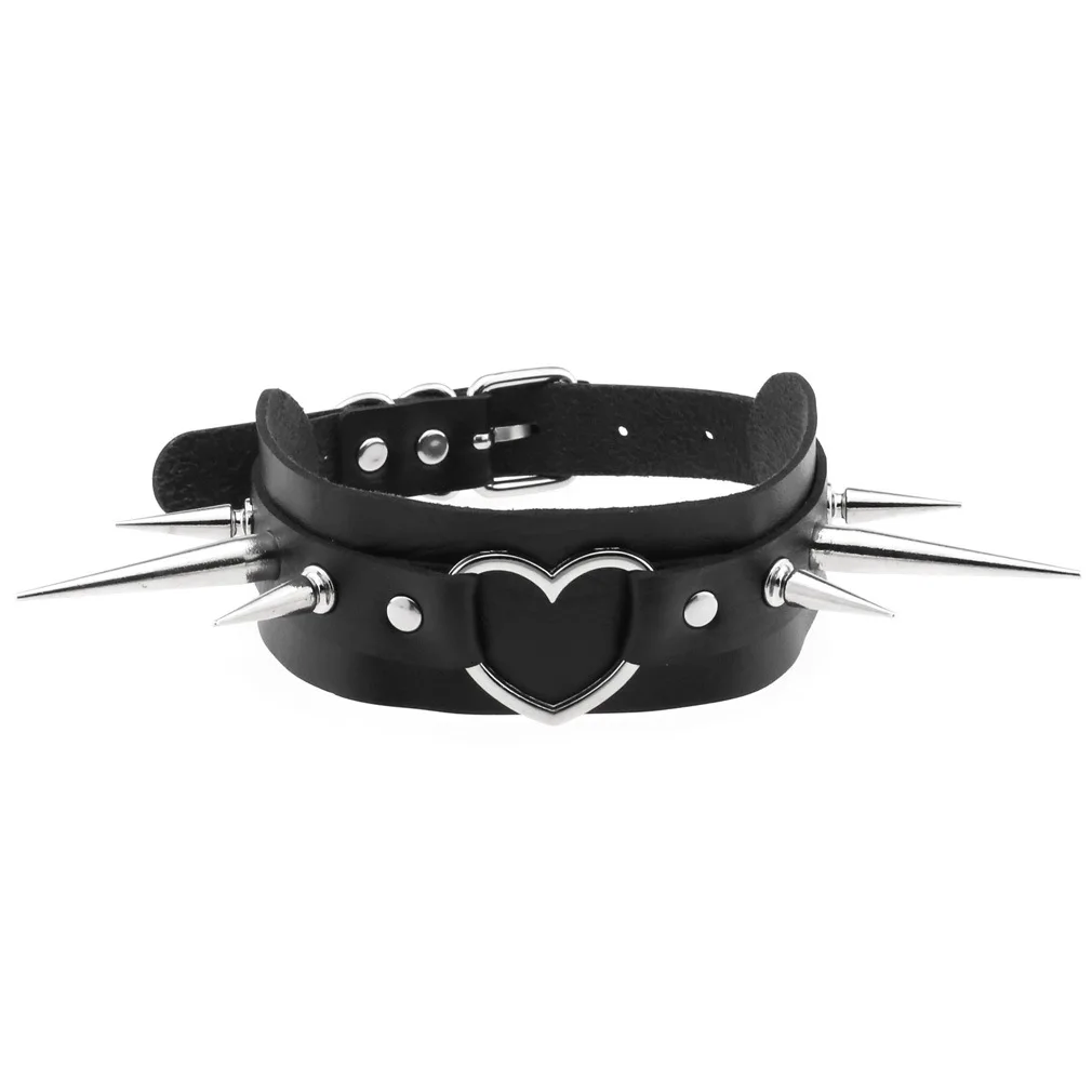 

Punk Spike Rivet Choker Belt Collar Women Heart Pu Leather Goth Necklace for Women Party Club Chocker Sexy Gothic Jewelry Girl