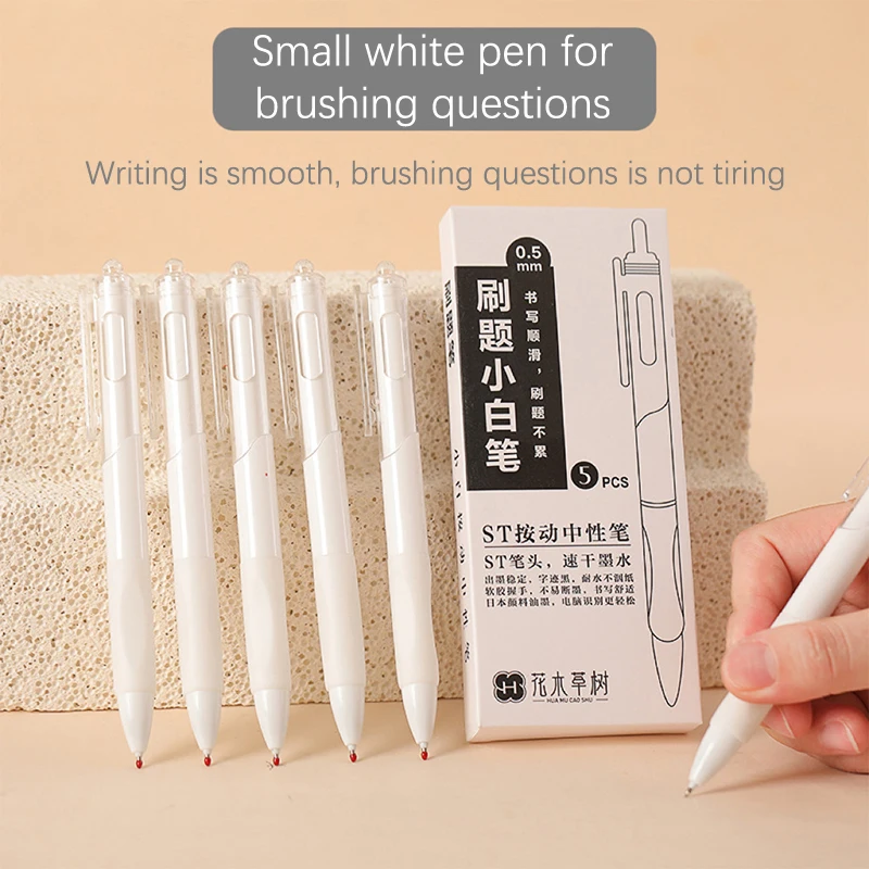 

5Pcs Kawaii Gel Pens Set Homework Exam Pen 0.5m Fast Dry Carbon Water-based Pen Signature Pen Office School Stationery Supply