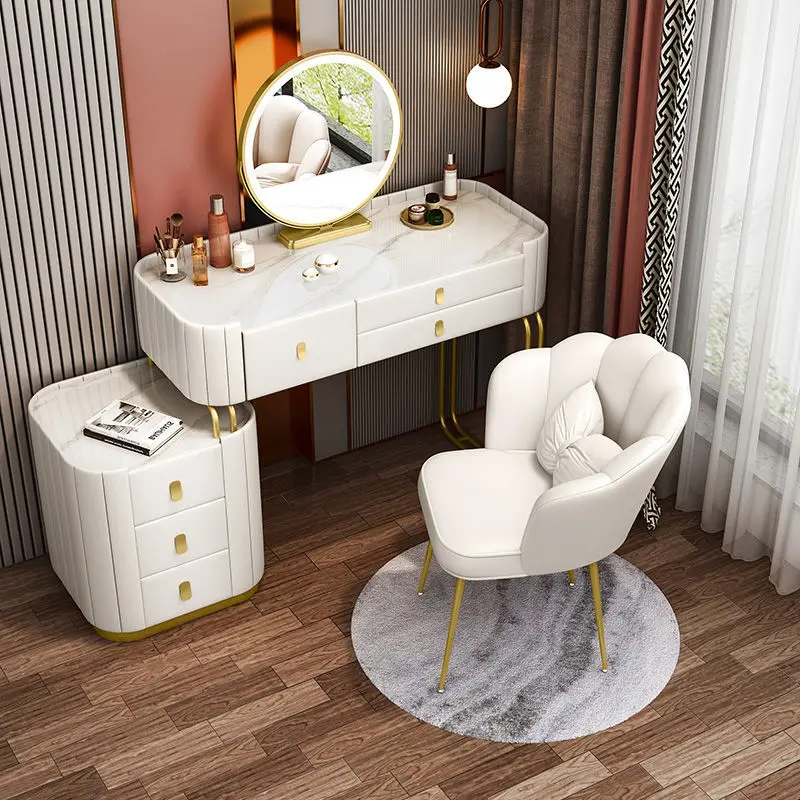 

Light luxury solid wood dresser, modern simple slate dressing table, small apartment glass dresser, Nordic dressing cabinet