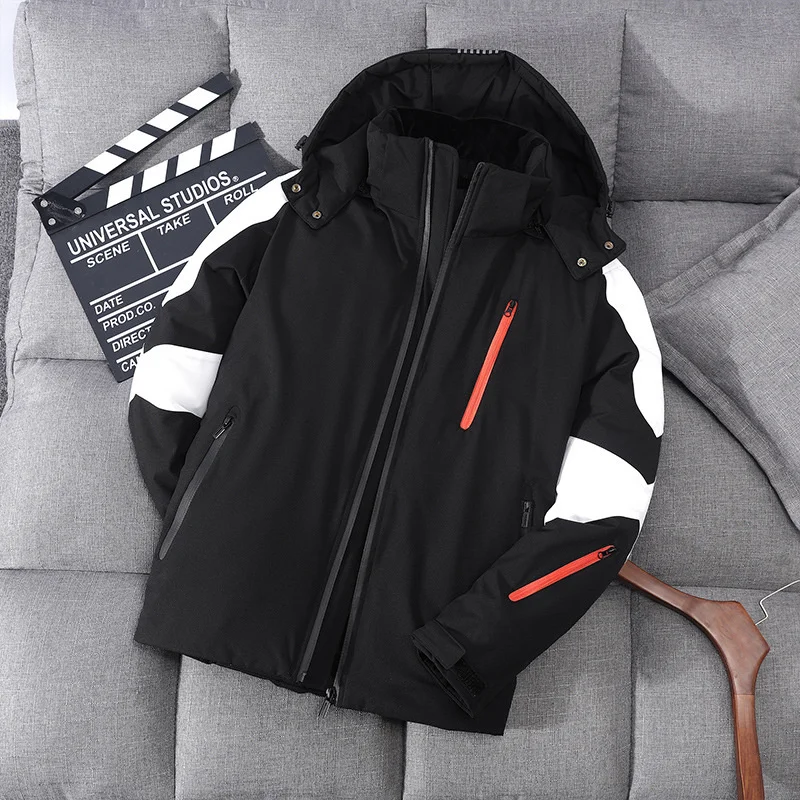 

Winter Warm Men Jacket Coat Casual Hooded White Duck Down Parka Male Men's Winter Down Jacket Fshion With Hood Black White