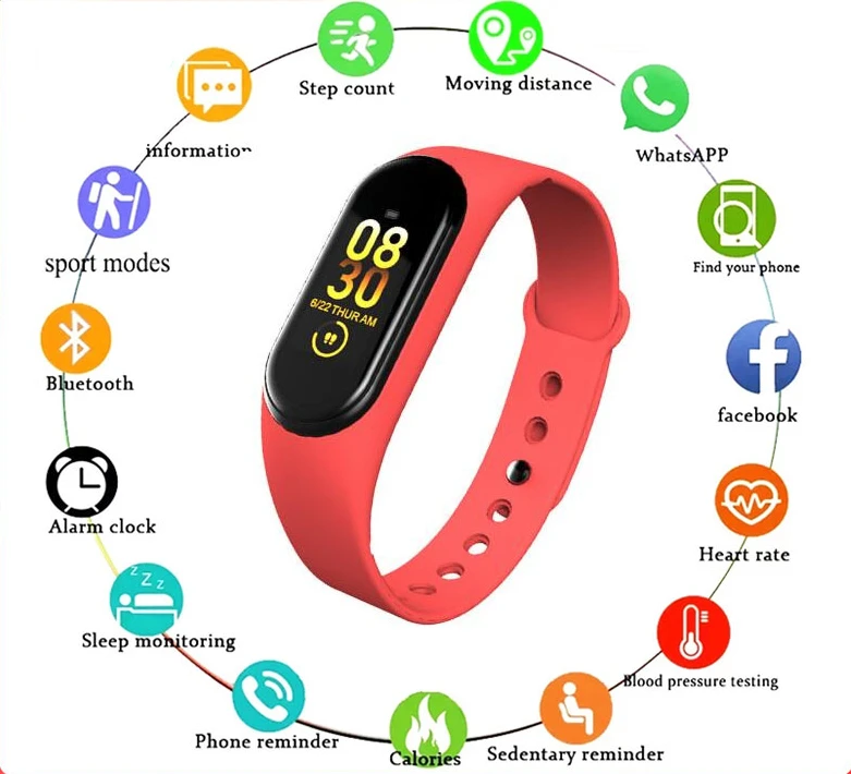 

For Apple Huawei Xiaomi M4 Pedometer Counter Tracker Smart Bracelet Digital Watch Men and Women Heart Rate Monitoring