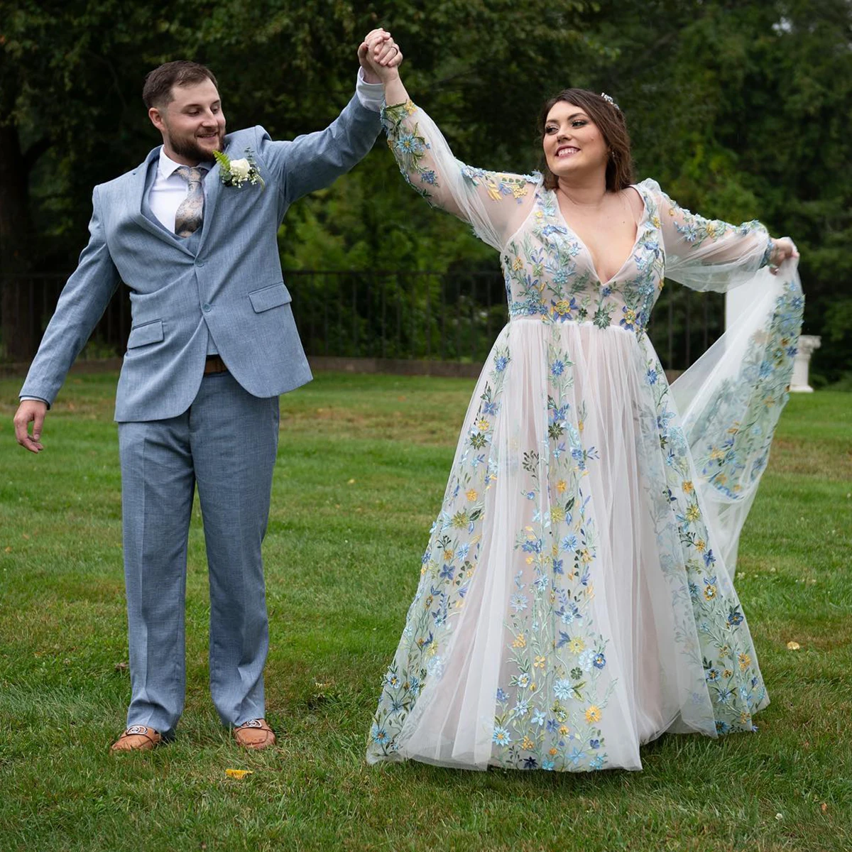 Свадебное платье с длинными рукавами епископа по индивидуальному заказу